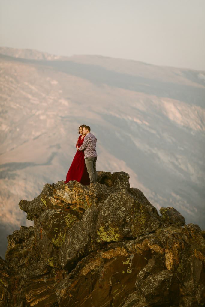 Colorado adventure elopement portraits with dramatic Rocky Mountain scenery