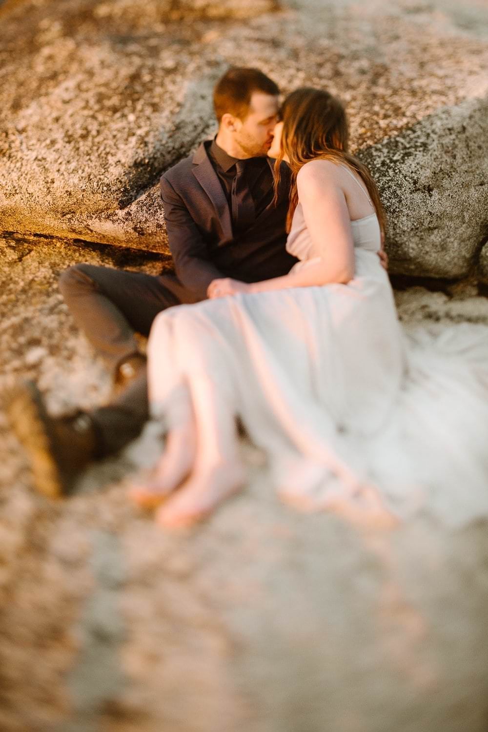 Sunset vow renewal at Taft Point in Yosemite National Park with dramatic cliff views.