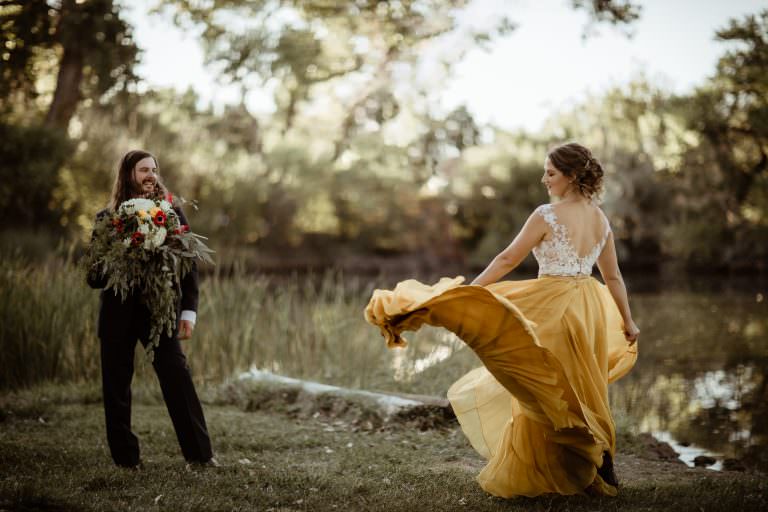 Lush Lakeside Micro Wedding In The Midst of Covid With Monet Inspired Harvest Hues provided a stunning backdrop for Pat + Grace I Do's