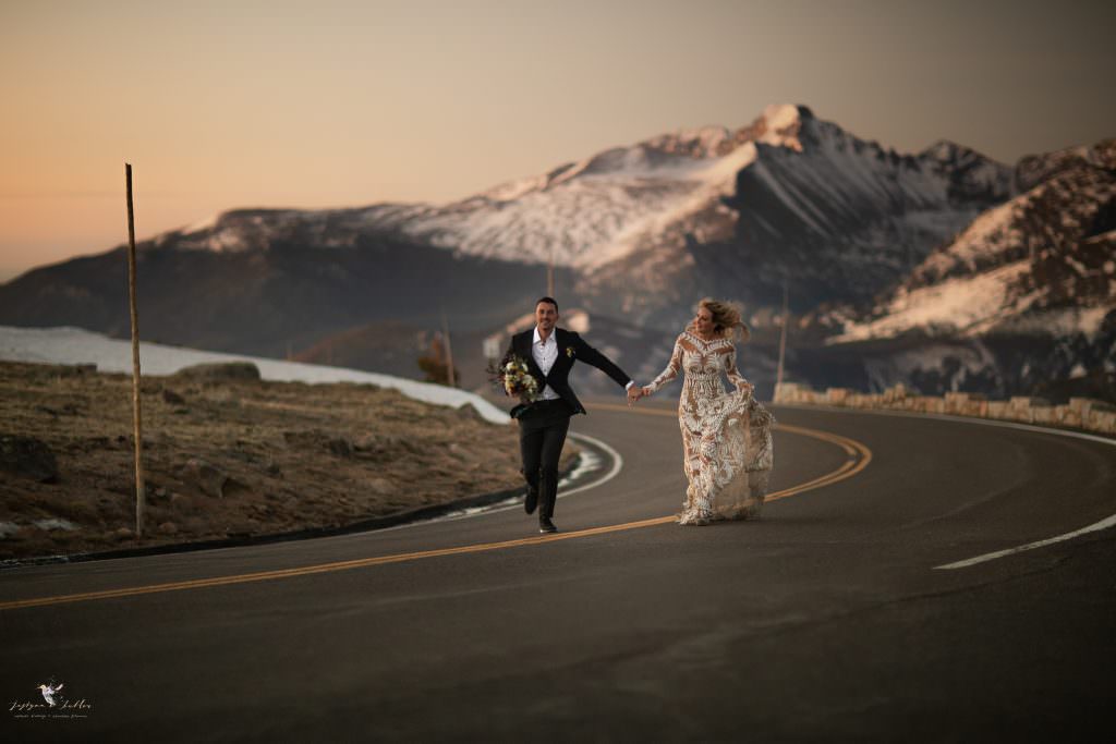 Sunrise hiking elopement above the Colorado Rockies
