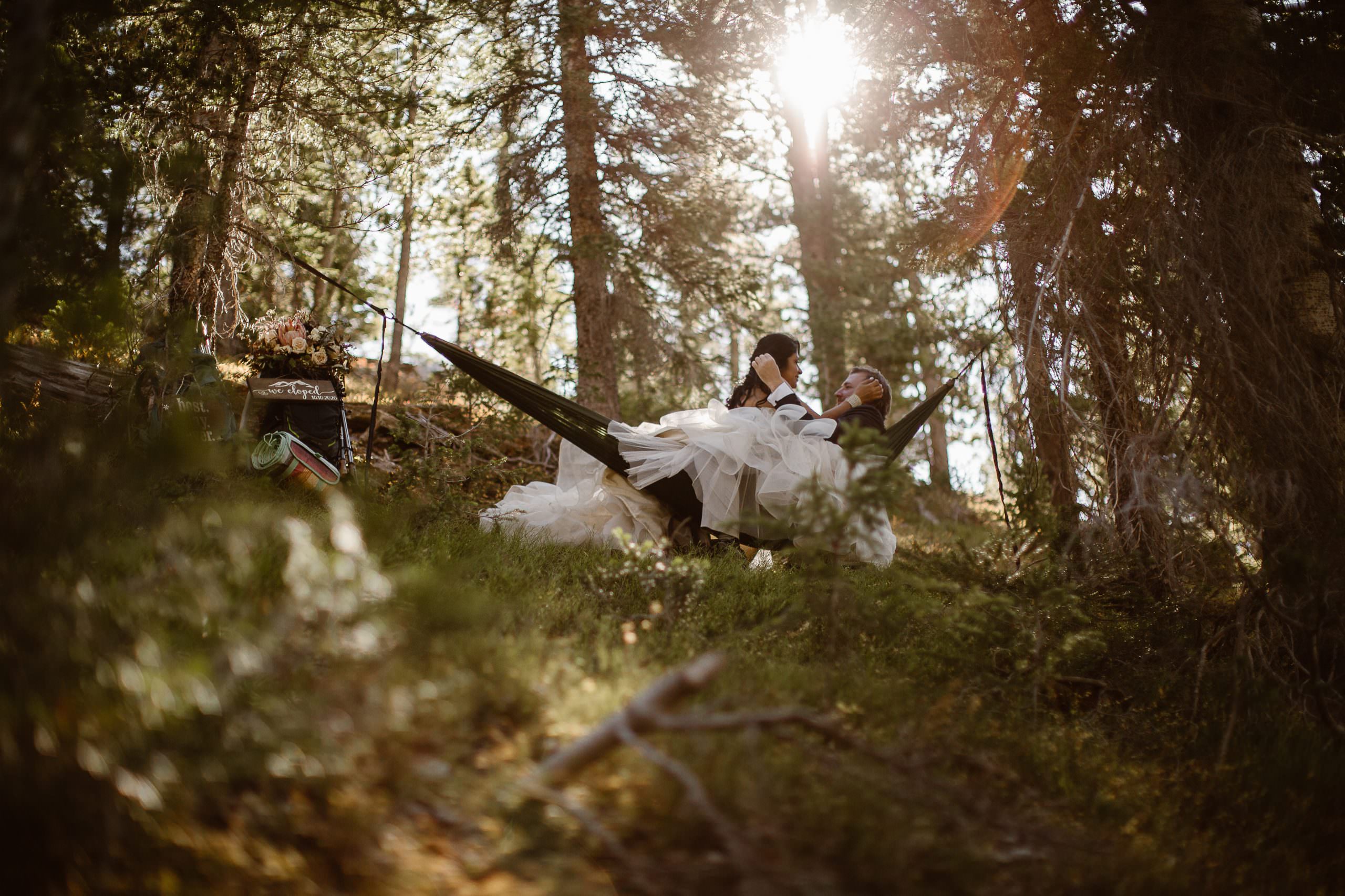 Ethereal Sunrise Rocky Mountains Adventure Elopement in Estes Park Sunrise Hammock Cuddles The Best Way To Say I LOVE YOU Before I Do
