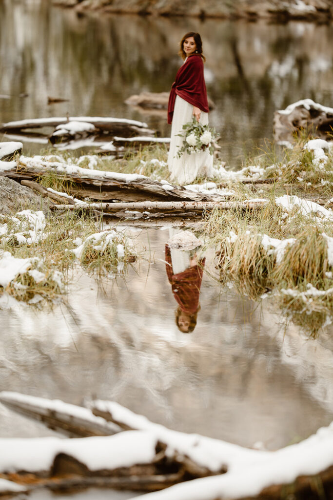 Snowy Colorado mountain landscape for a winter elopement