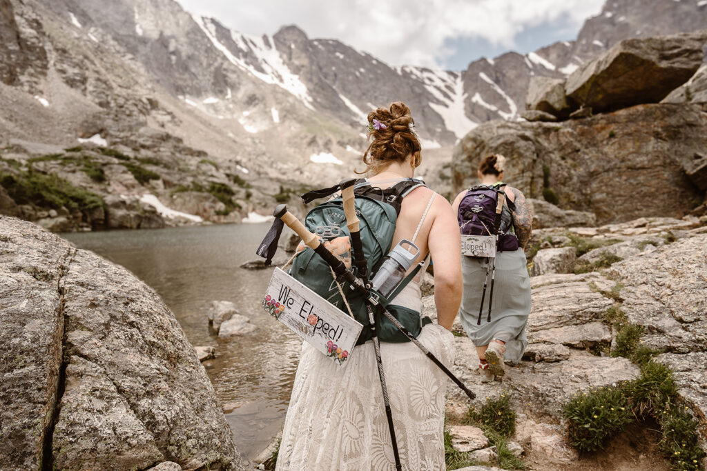 Colorado adventure elopement overlooking alpine mountain peaks