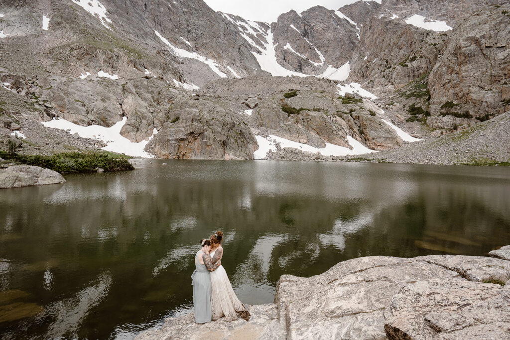 Colorado adventure elopement overlooking alpine mountain peaks