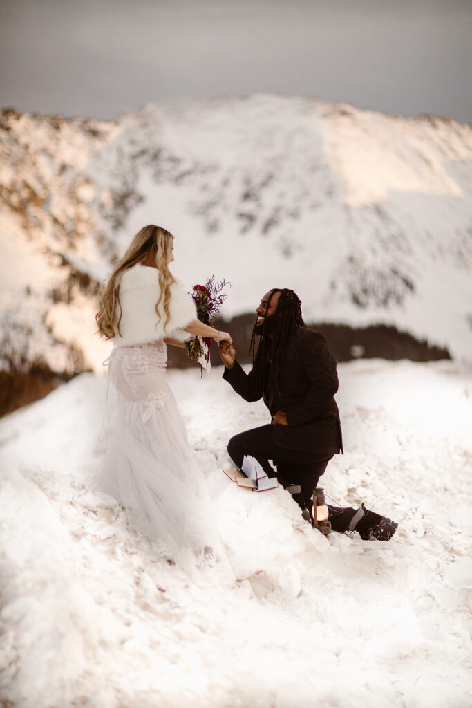 Breckenridge elopement photographer capturing an intimate mountain wedding surrounded by the breathtaking Colorado Rockies.