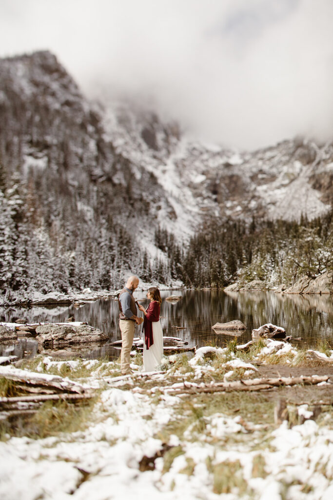 Intimate wedding ceremony in the Colorado mountains