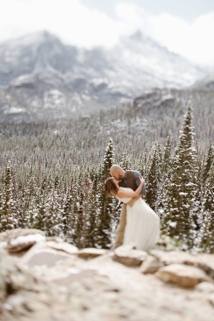 Adventurous couple exploring a Colorado mountain trail