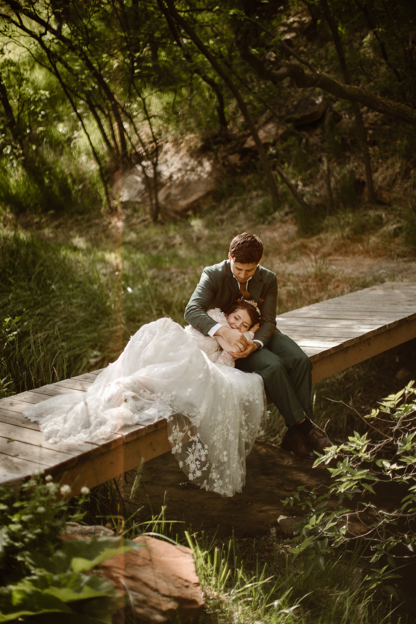 Romantic close-up of a couple exchanging loving glances in the Colorado Rocky Mountains.
