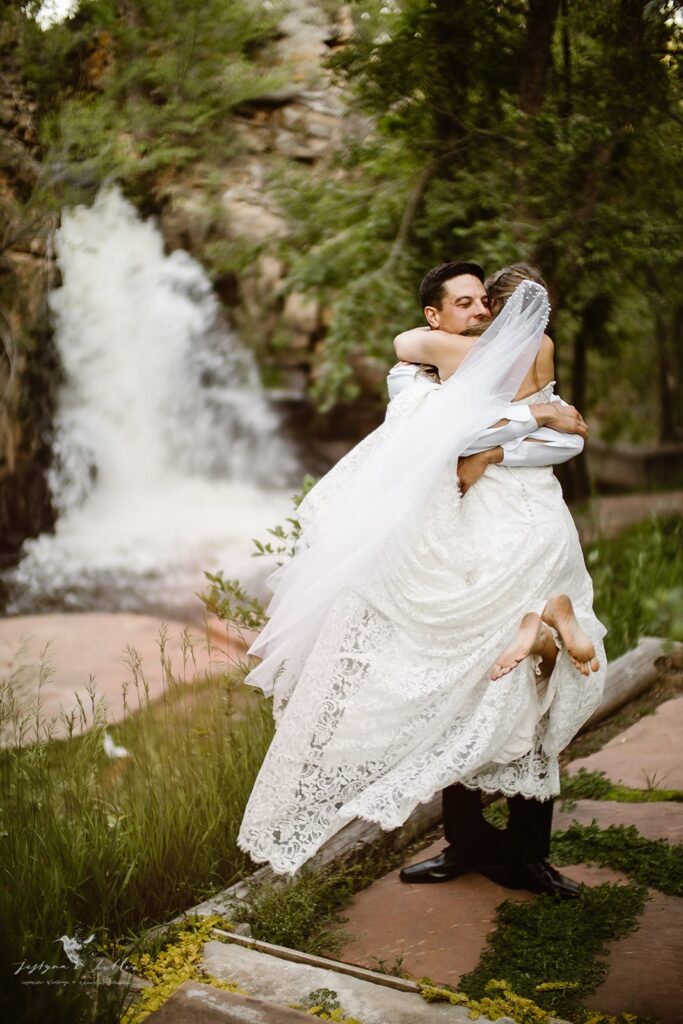 Copper Falls Loveland Colorado elopement with a romantic waterfall ceremony.