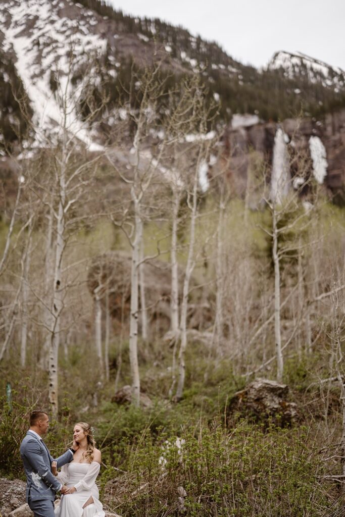 Intimate Colorado waterfall elopement at Bridal Veil Falls in Telluride