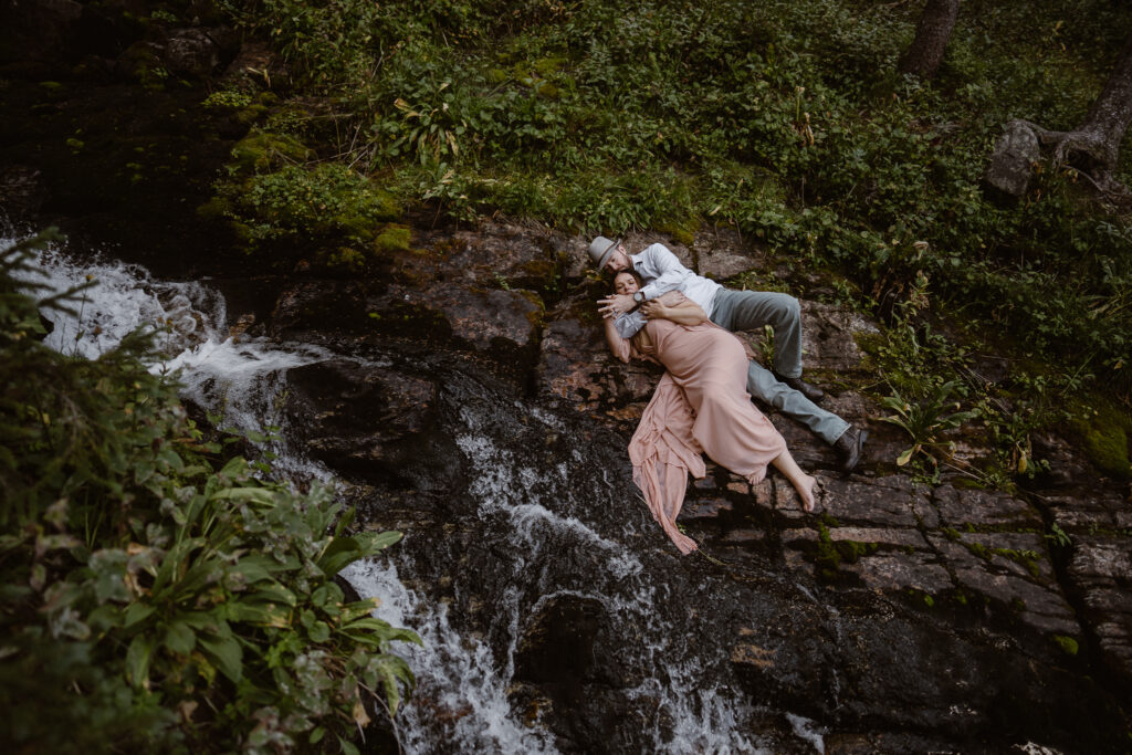 Moss-covered waterfall tucked away in the mountains near Crested Butte.